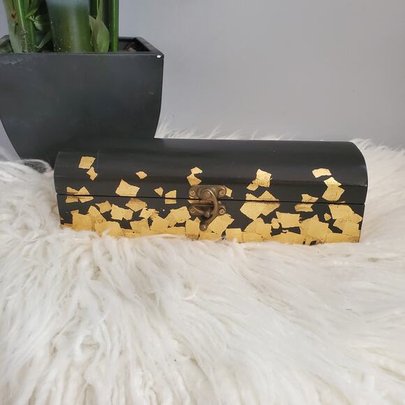 Gold Foil Black Cushioned Wooden Trinket Box - Picture 11 of 11